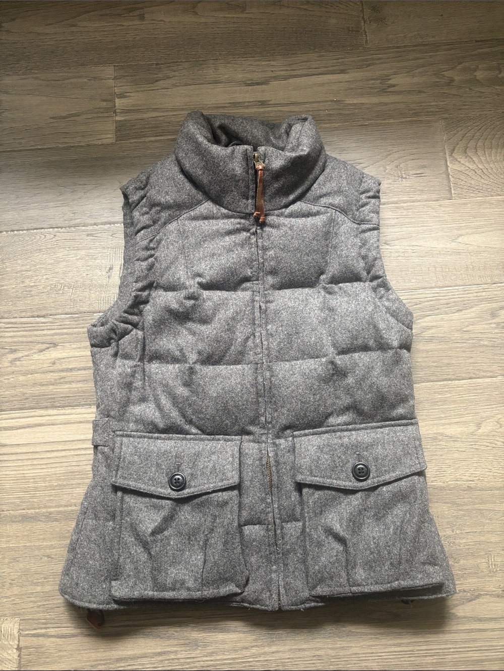 Eddie Bauer 550 Fill Power Goose Down Puffer Vest Gray Tweed Yukon 90s Hiking XS